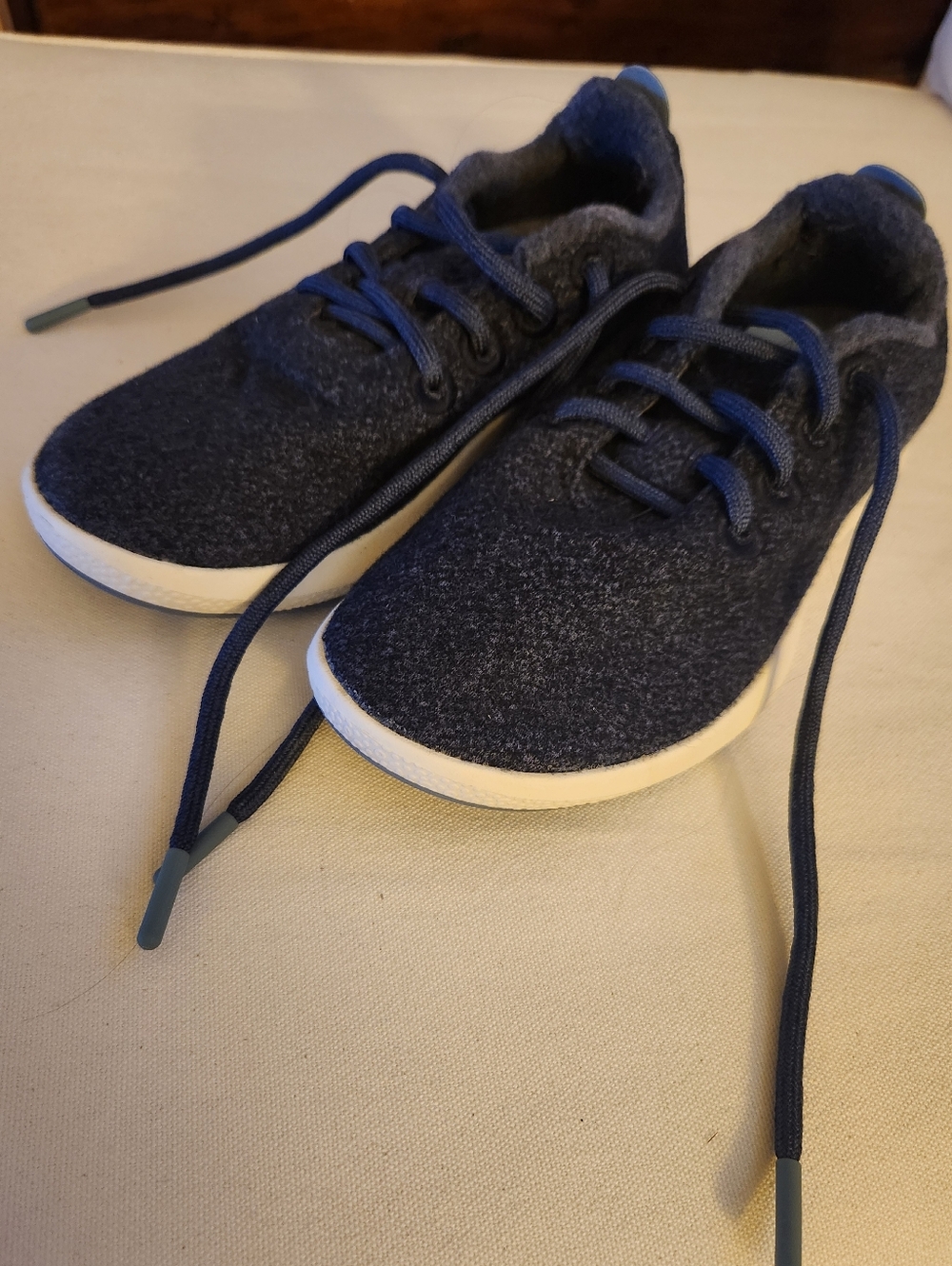 allbirds Womens Navy Blue Wool Lace-Up Sneakers